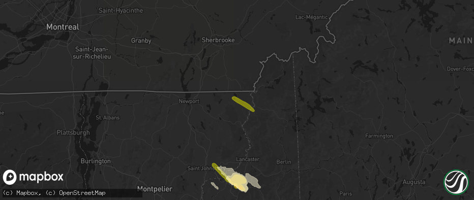 Hail map in Averill, VT on July 14, 2026