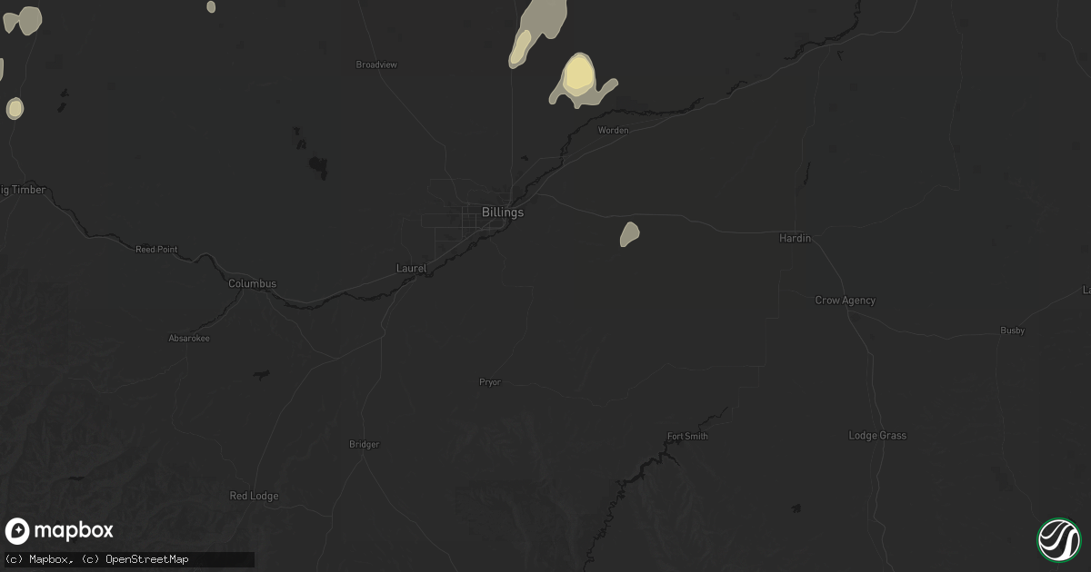 Hail map in Billings, MT on July 14, 2026