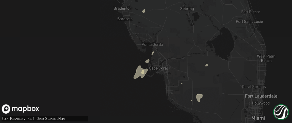 Hail map in Bokeelia, FL on July 14, 2026
