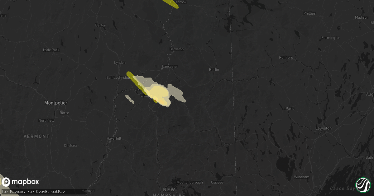 Hail map in Bretton Woods, NH on July 14, 2026