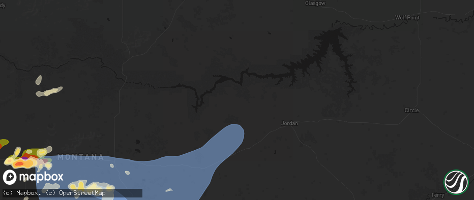 Hail map in Brusett, MT on July 14, 2026