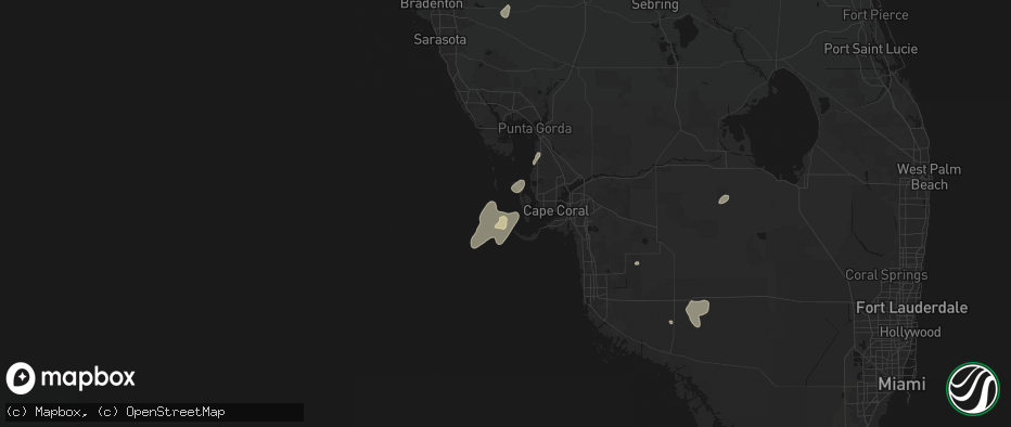 Hail map in Captiva, FL on July 14, 2026