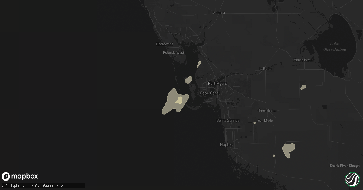 Hail map in Captiva, FL on July 14, 2026