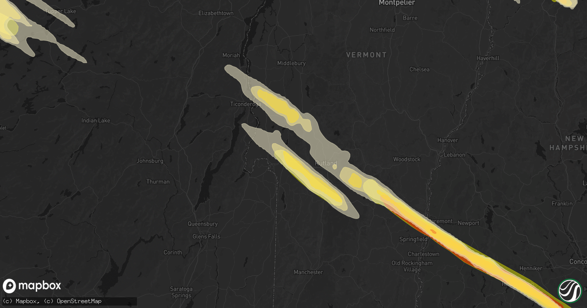 Hail map in Castleton, VT on July 14, 2026
