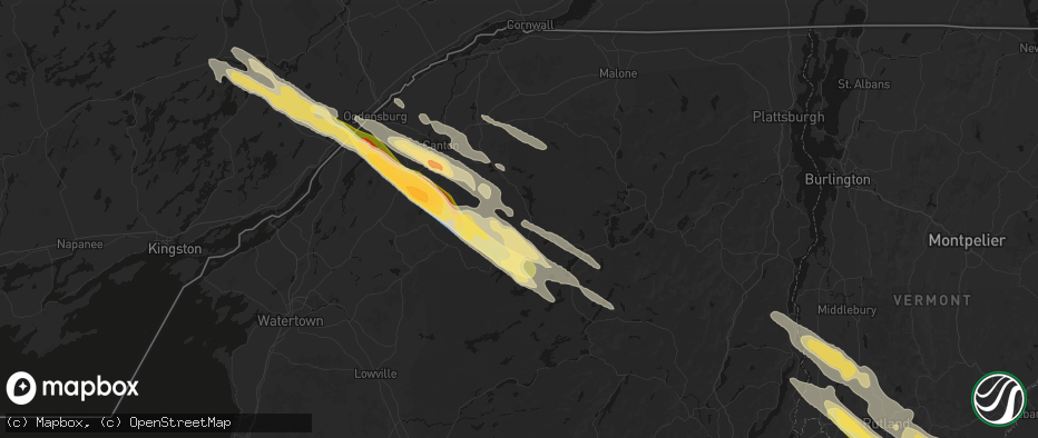 Hail map in Childwold, NY on July 14, 2026