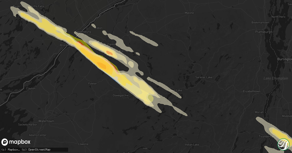 Hail map in Childwold, NY on July 14, 2026