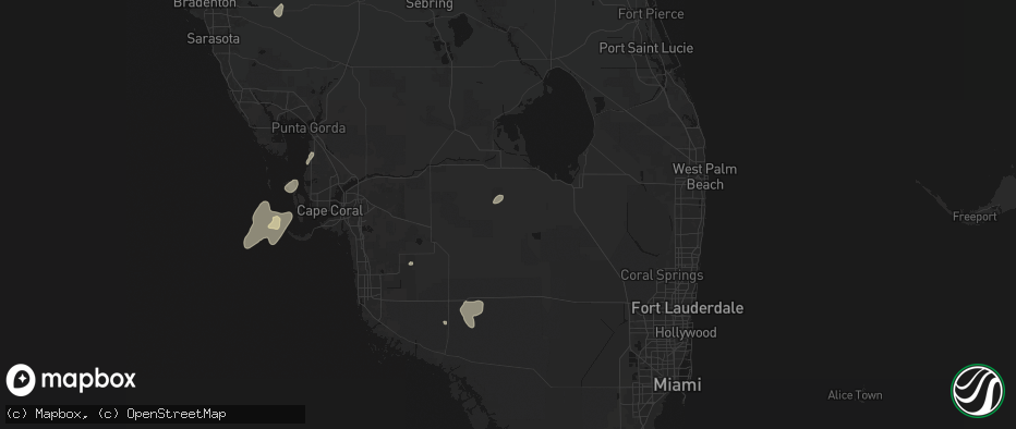 Hail map in Clewiston, FL on July 14, 2026