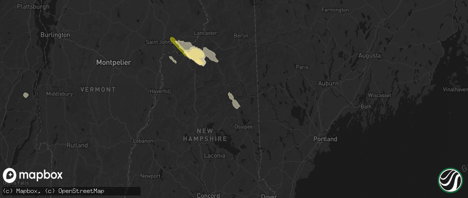 Hail map in Conway, NH on July 14, 2026