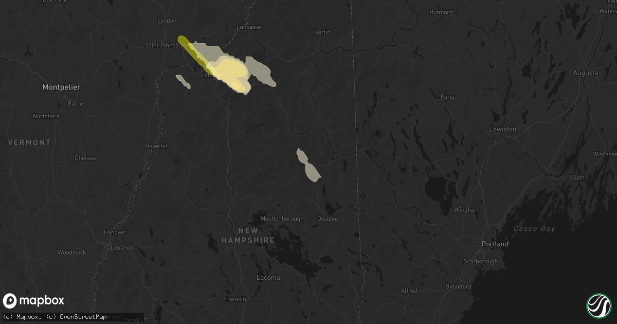 Hail map in Conway, NH on July 14, 2026
