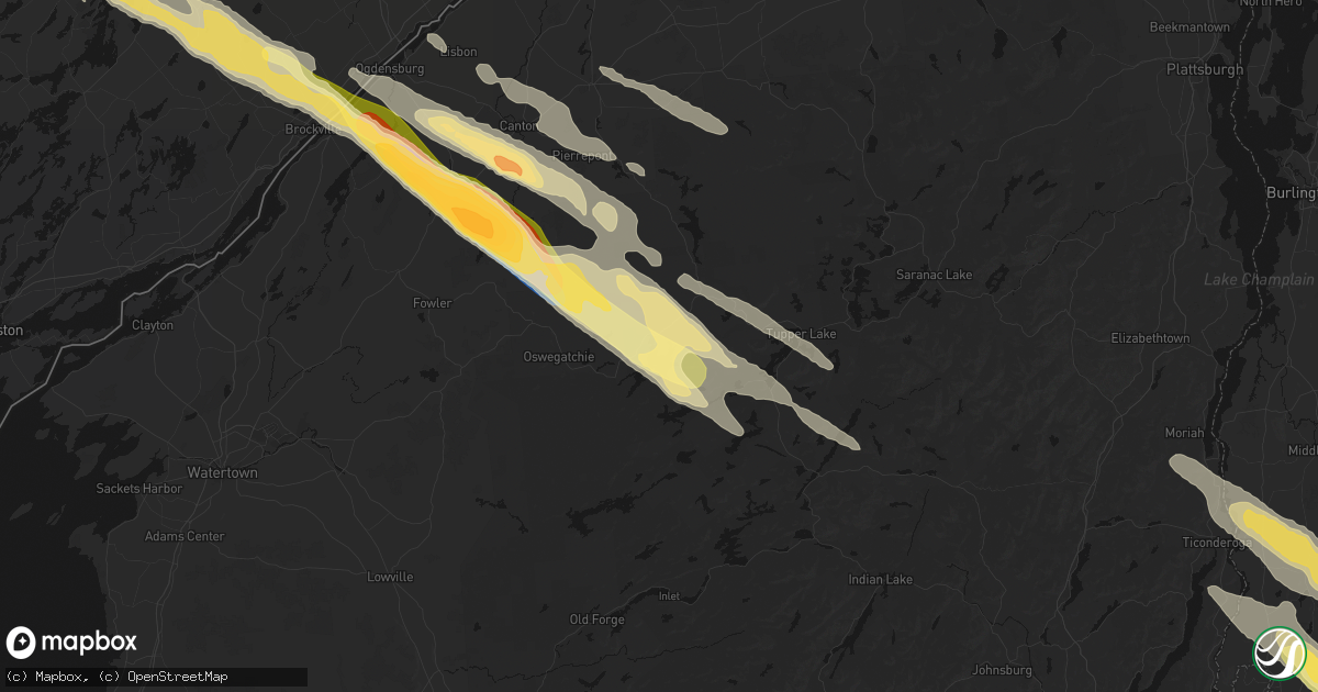 Hail map in Cranberry Lake, NY on July 14, 2026