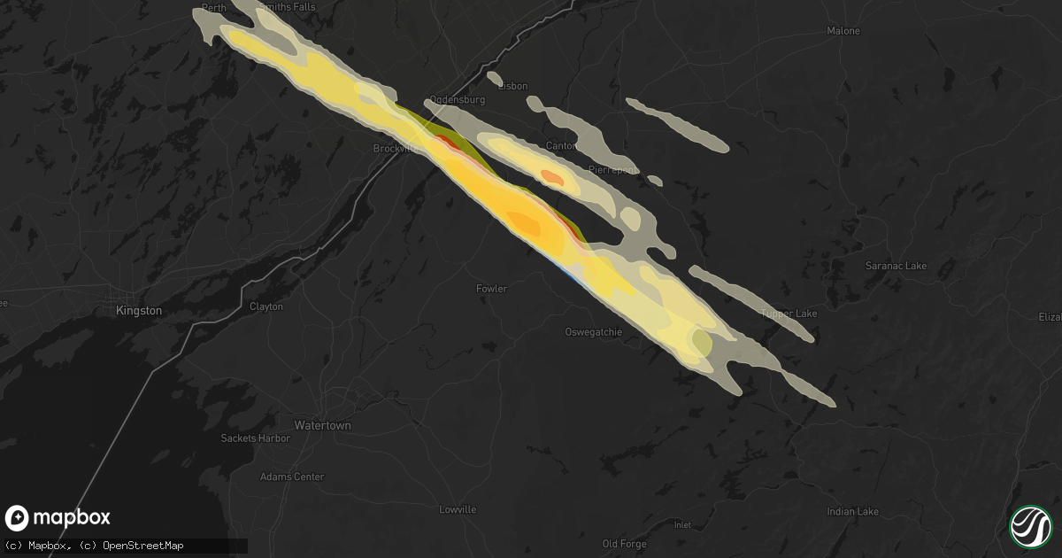 Hail map in Edwards, NY on July 14, 2026