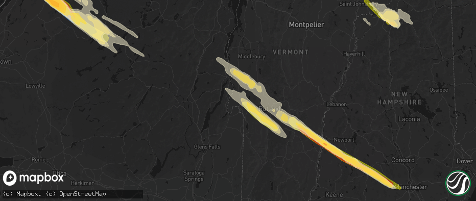 Hail map in Fair Haven, VT on July 14, 2026