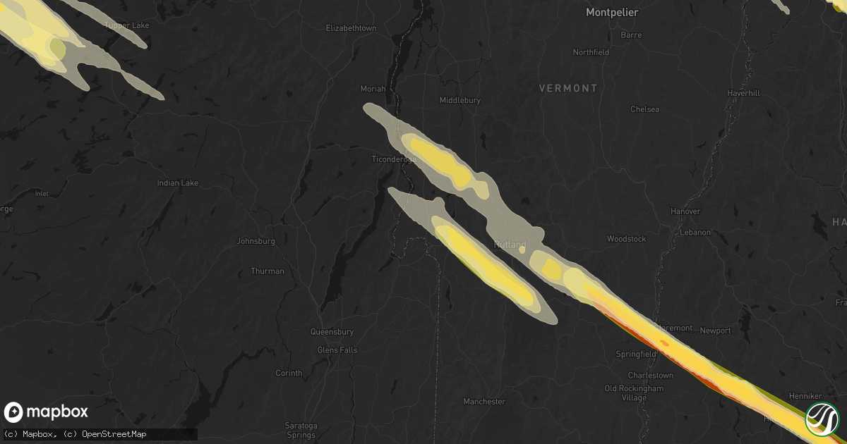 Hail map in Fair Haven, VT on July 14, 2026