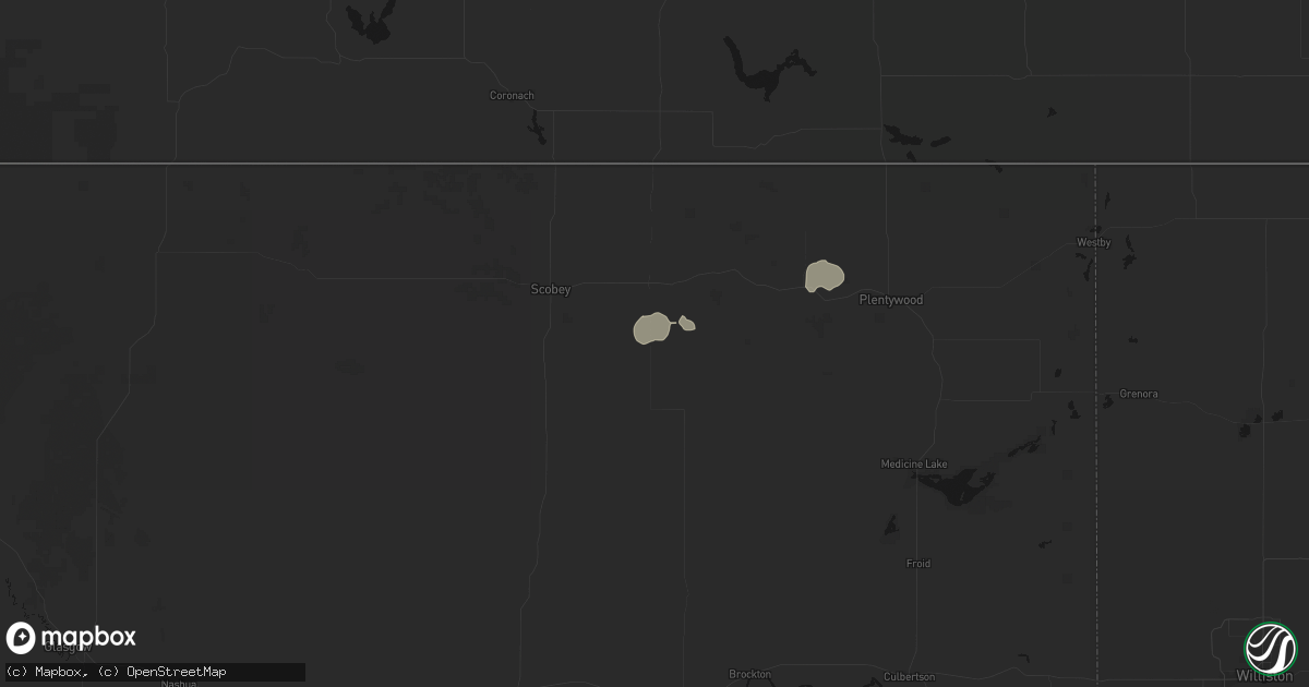 Hail map in Flaxville, MT on July 14, 2026