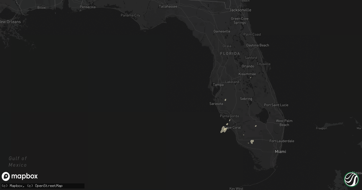 Hail map in Florida on July 14, 2026