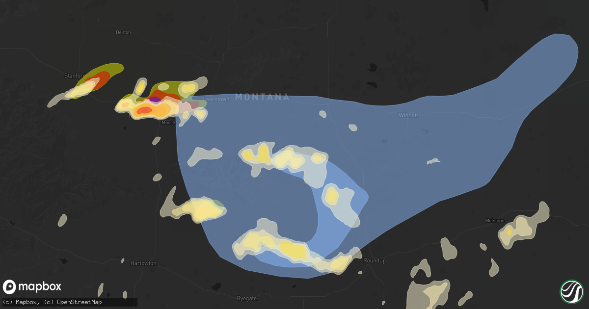 Hail map in Forest Grove, MT on July 14, 2026