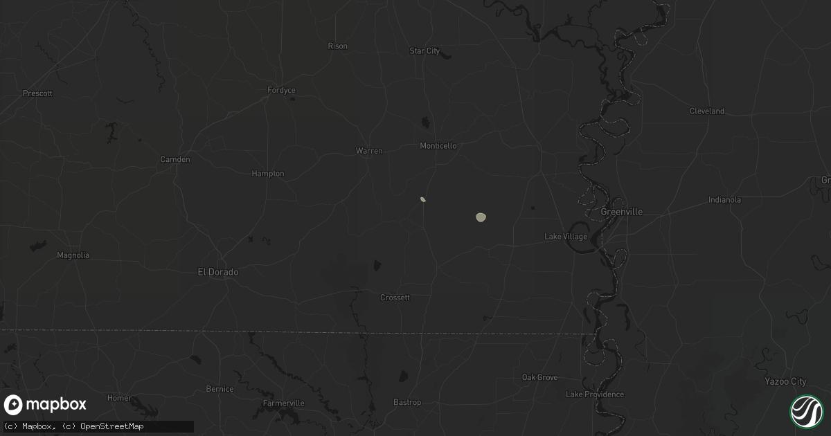 Hail map in Fountain Hill, AR on July 14, 2026