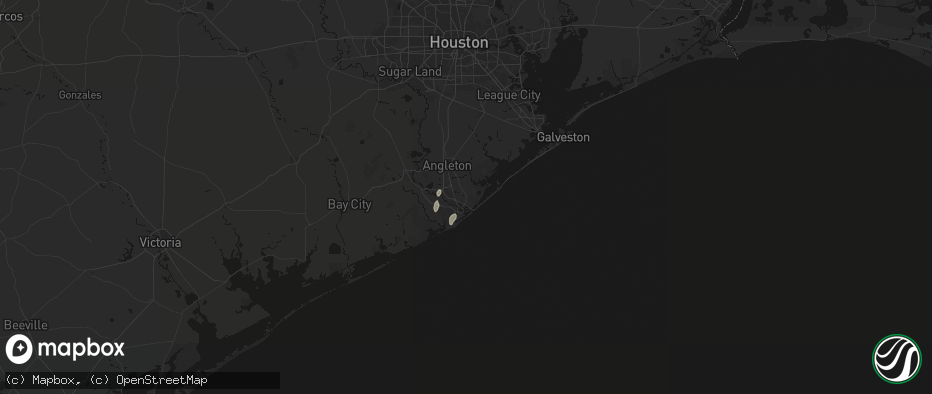 Hail map in Freeport, TX on July 14, 2026
