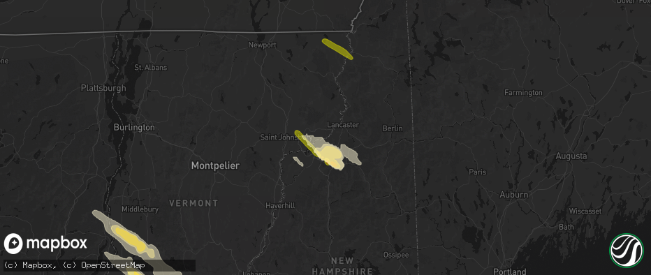 Hail map in Gilman, VT on July 14, 2026