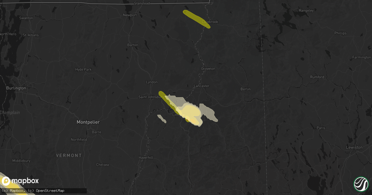 Hail map in Gilman, VT on July 14, 2026