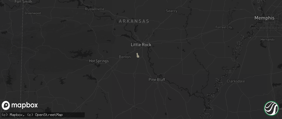 Hail map in Hensley, AR on July 14, 2026