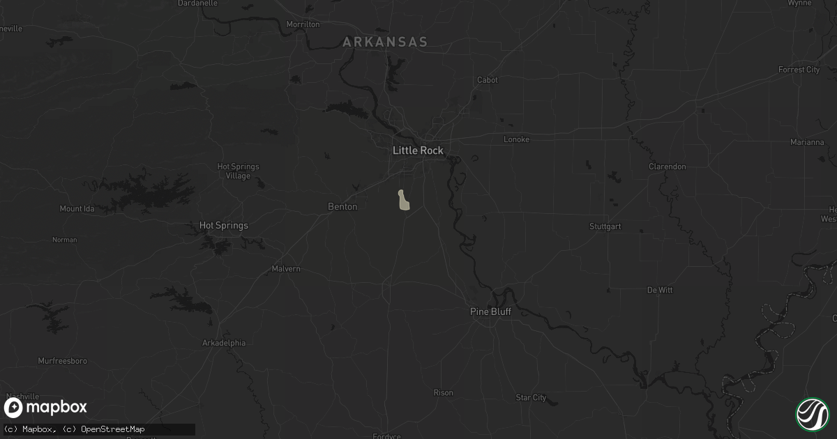 Hail map in Hensley, AR on July 14, 2026