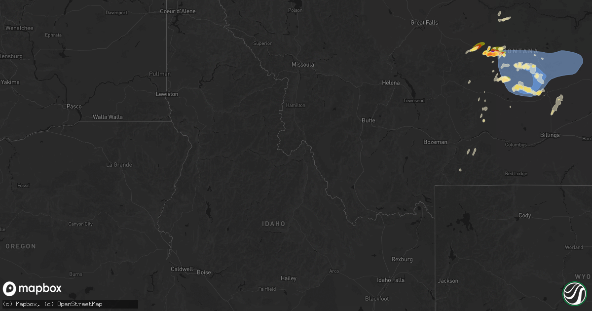 Hail map in Idaho on July 14, 2026