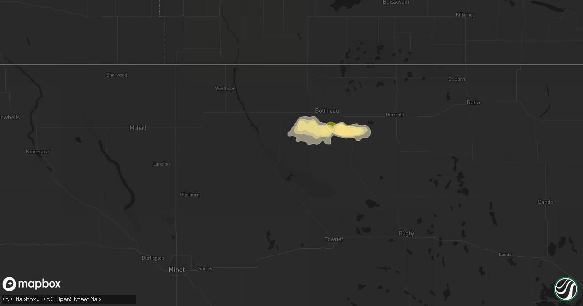 Hail map in Kramer, ND on July 14, 2026