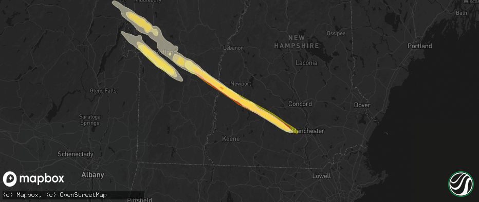 Hail map in Lempster, NH on July 14, 2026