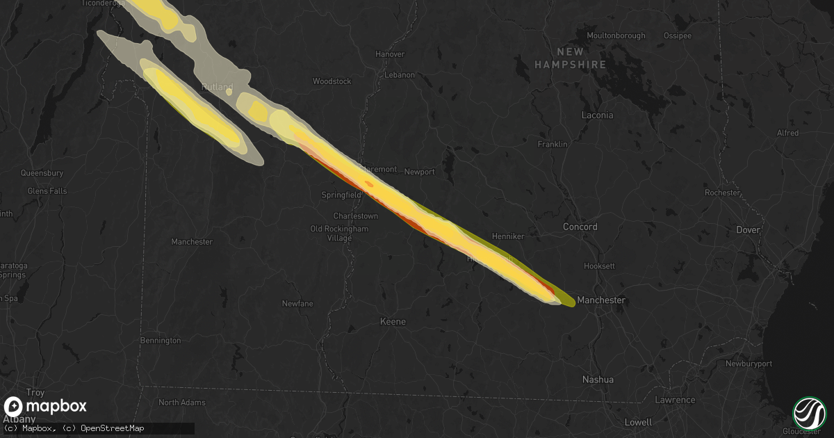 Hail map in Lempster, NH on July 14, 2026
