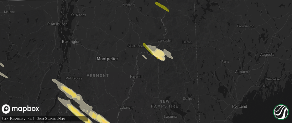 Hail map in Lisbon, NH on July 14, 2026