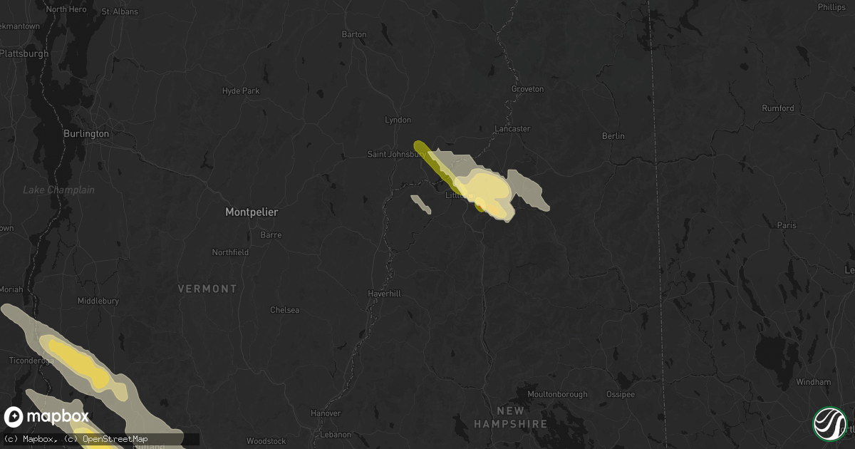 Hail map in Lisbon, NH on July 14, 2026