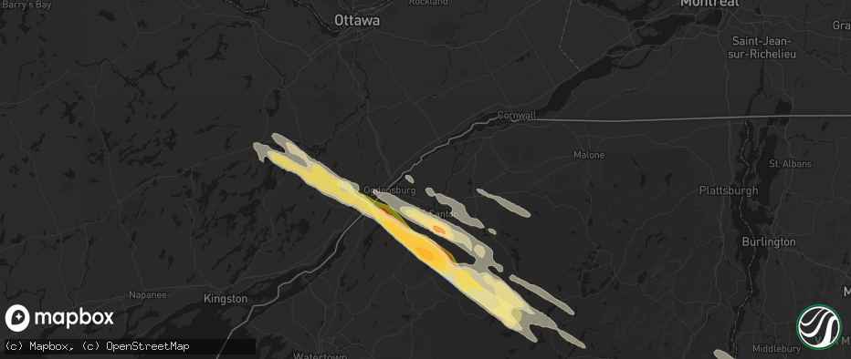Hail map in Lisbon, NY on July 14, 2026