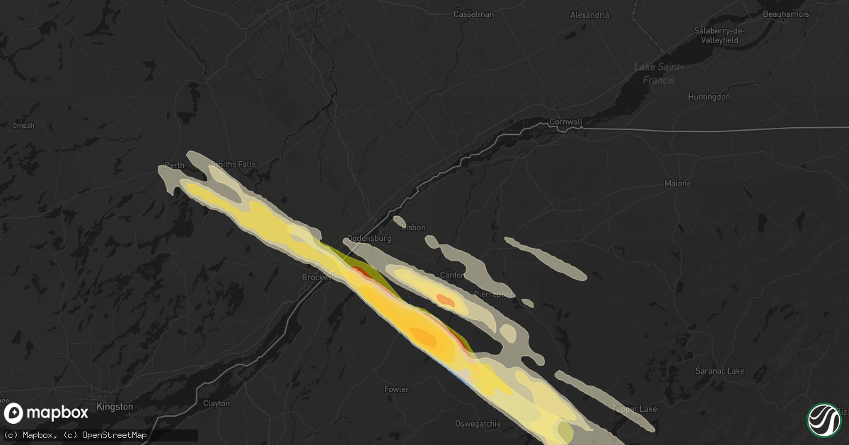 Hail map in Lisbon, NY on July 14, 2026