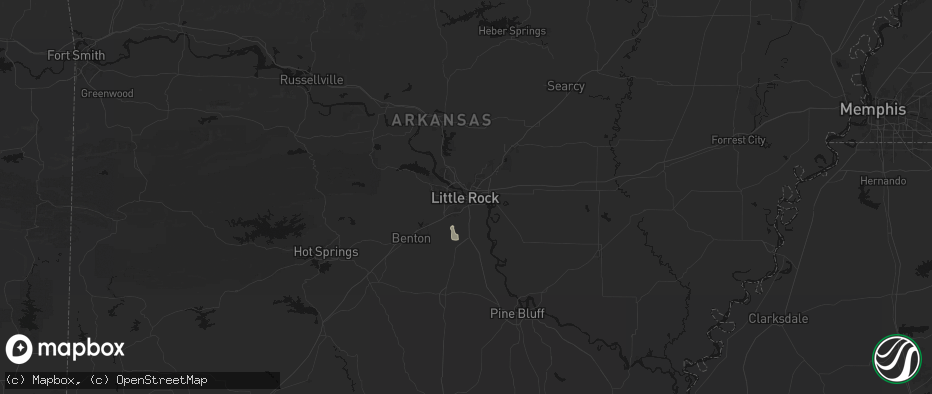 Hail map in Little Rock, AR on July 14, 2026