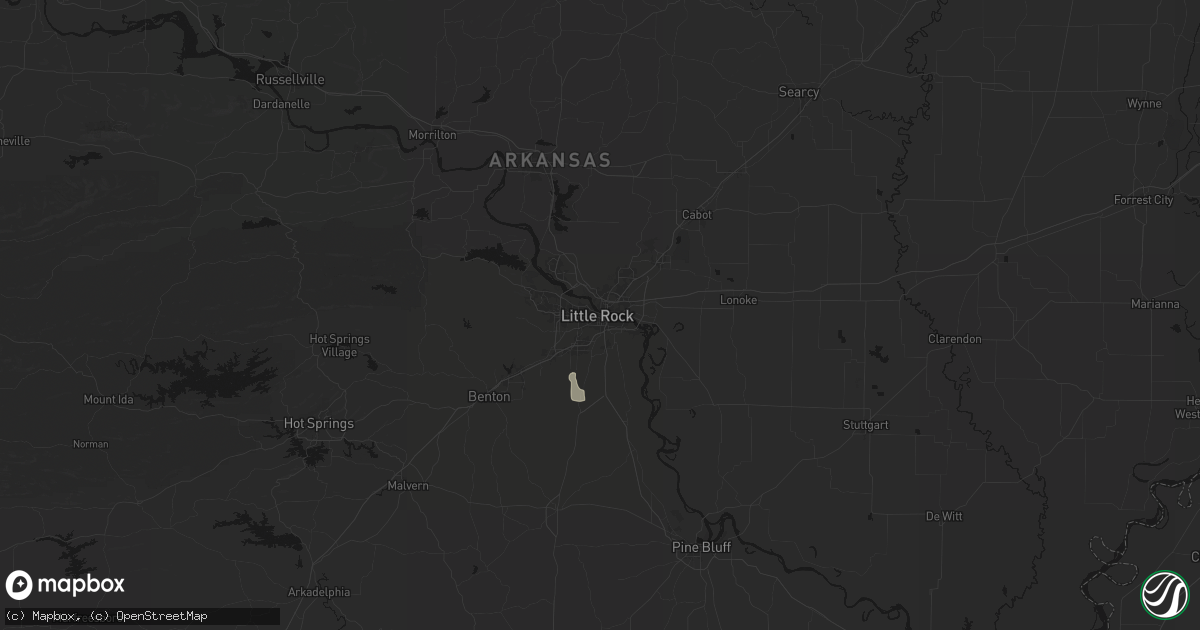 Hail map in Little Rock, AR on July 14, 2026