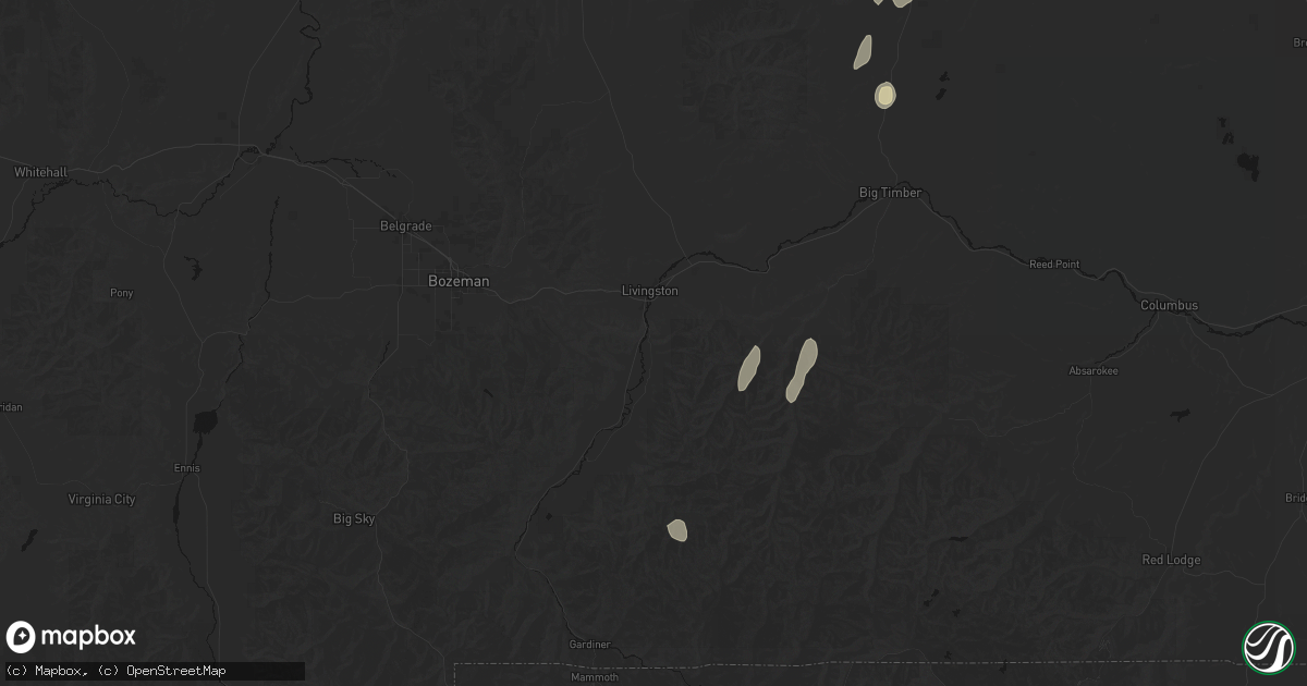 Hail map in Livingston, MT on July 14, 2026
