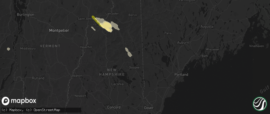Hail map in Madison, NH on July 14, 2026
