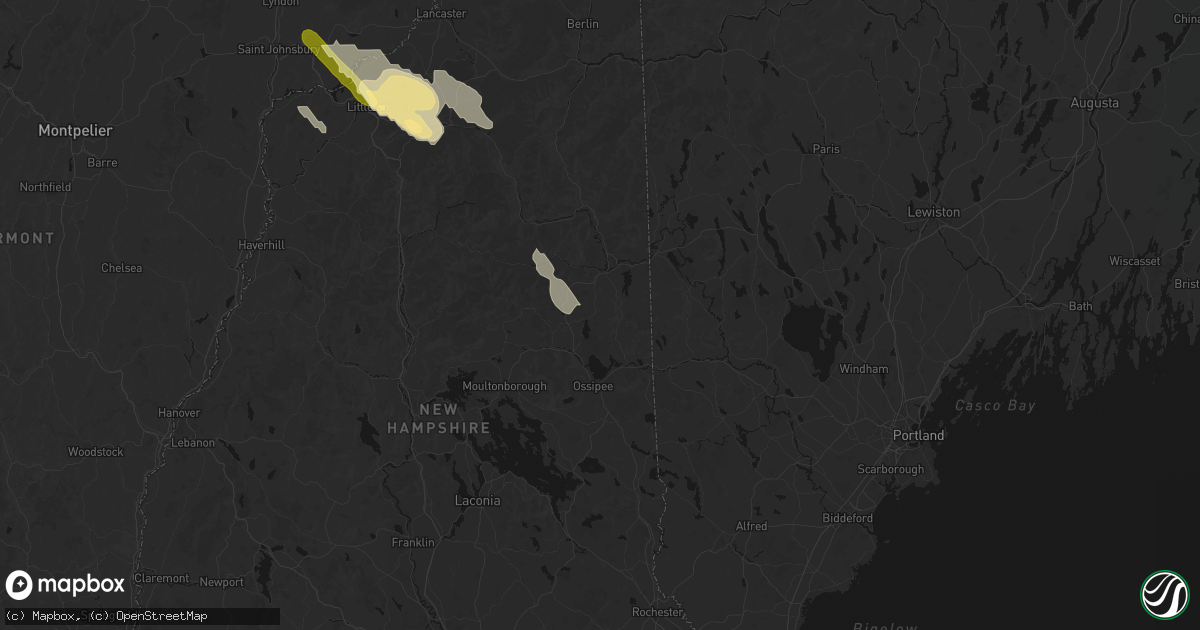 Hail map in Madison, NH on July 14, 2026