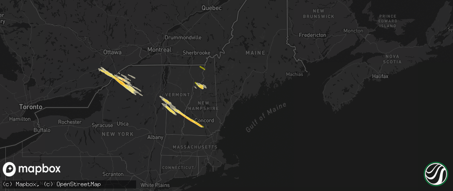 Hail map in Maine on July 14, 2026
