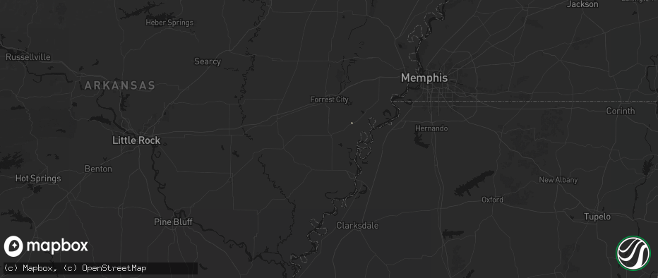 Hail map in Marianna, AR on July 14, 2026