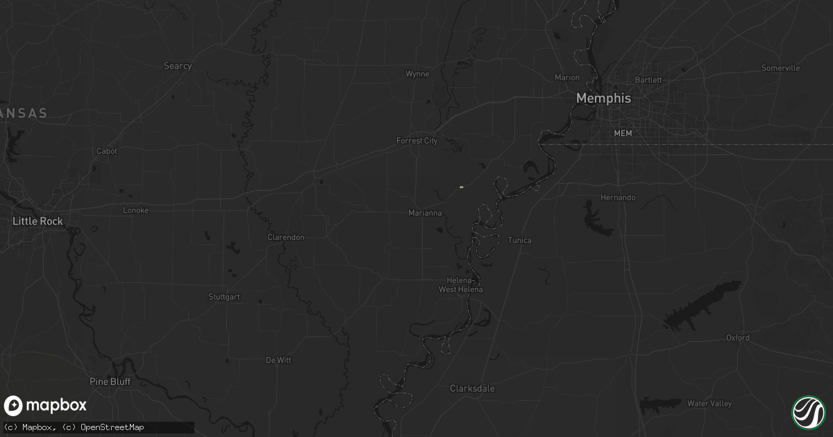 Hail map in Marianna, AR on July 14, 2026