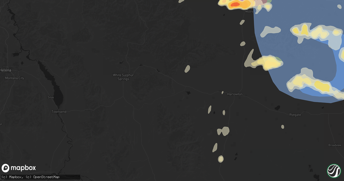 Hail map in Martinsdale, MT on July 14, 2026