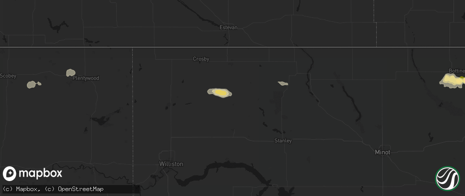 Hail map in Mcgregor, ND on July 14, 2026