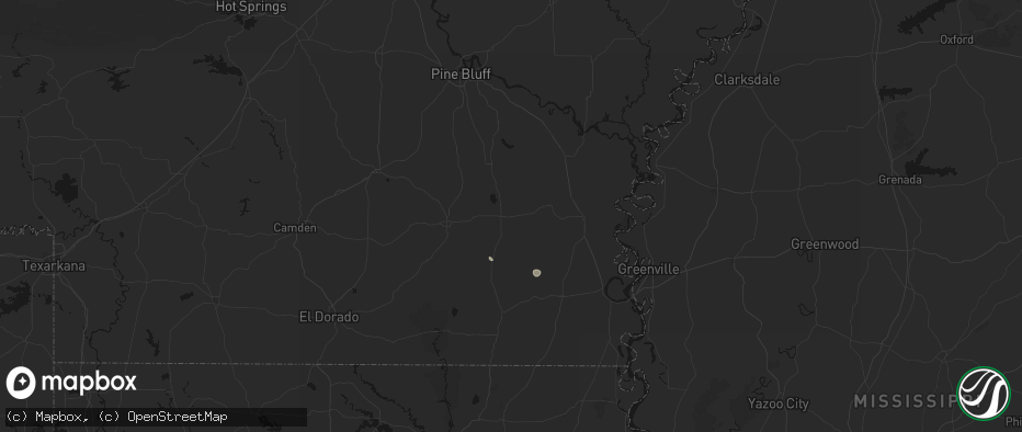 Hail map in Monticello, AR on July 14, 2026