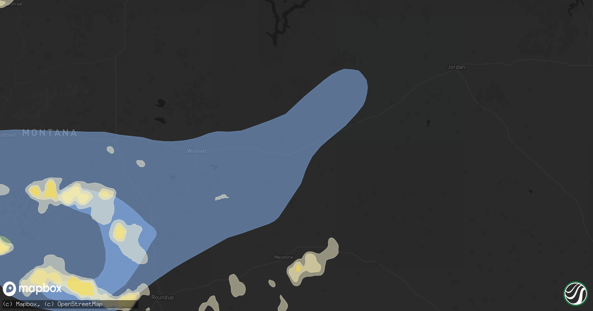Hail map in Mosby, MT on July 14, 2026