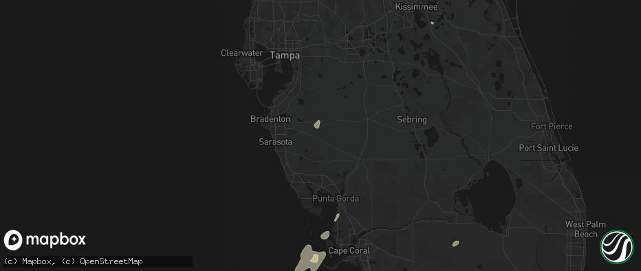Hail map in Myakka City, FL on July 14, 2026