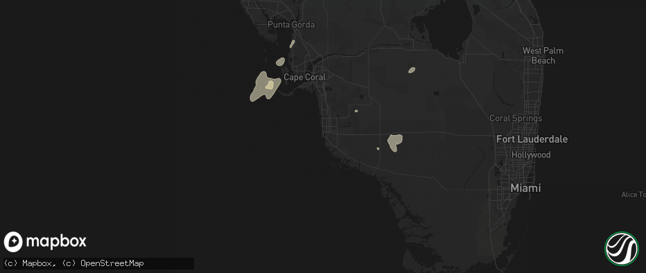 Hail map in Naples, FL on July 14, 2026