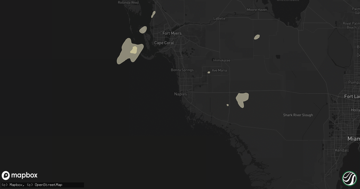 Hail map in Naples, FL on July 14, 2026