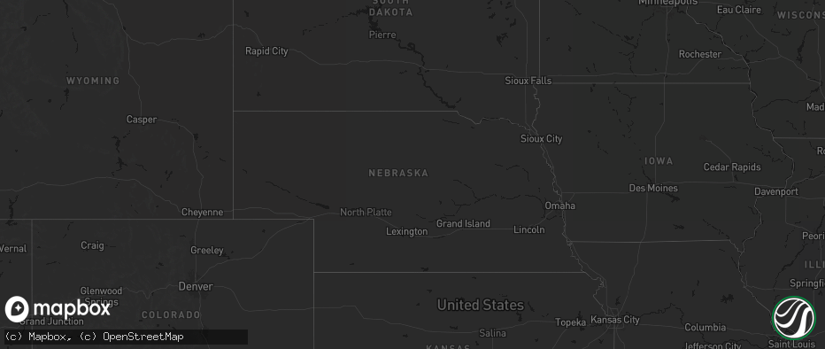 Hail map in Nebraska on July 14, 2026